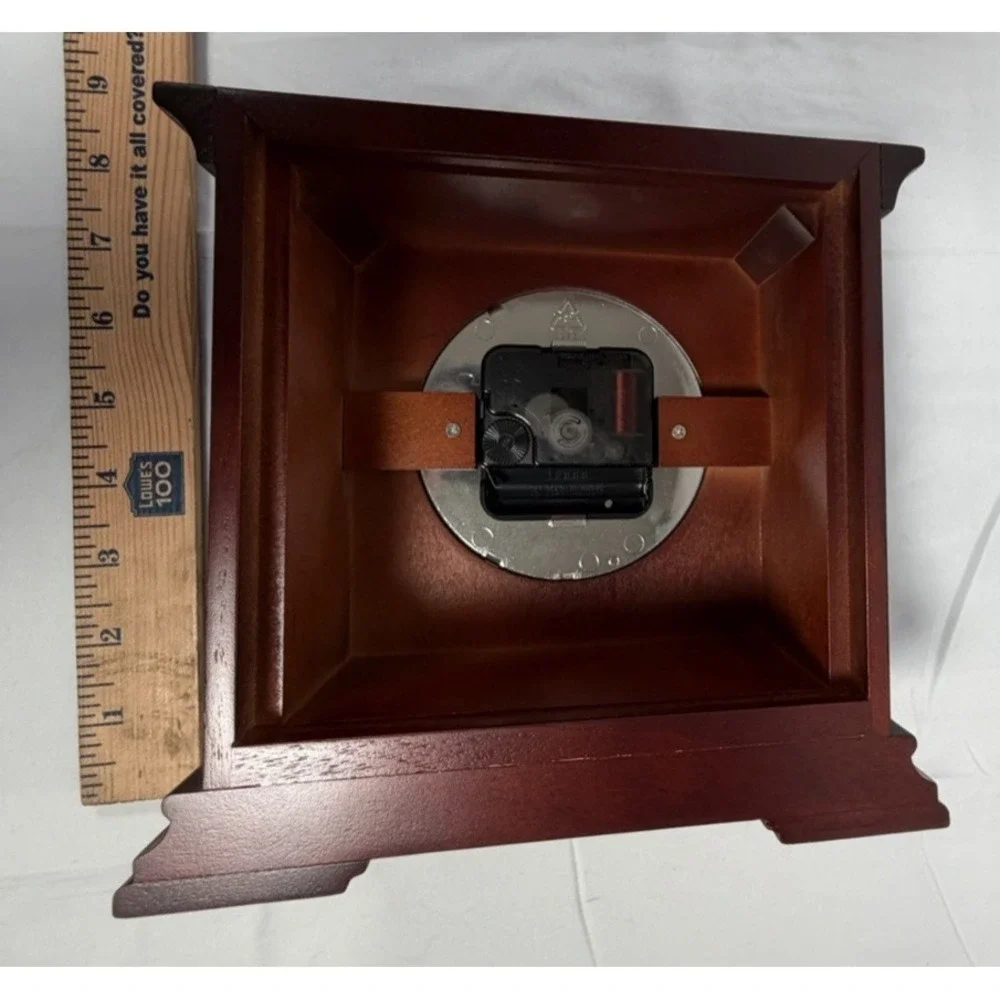 Bulova Classic Wood Table Mantel Clock with Gold-Tone Dial Roman Numerals New